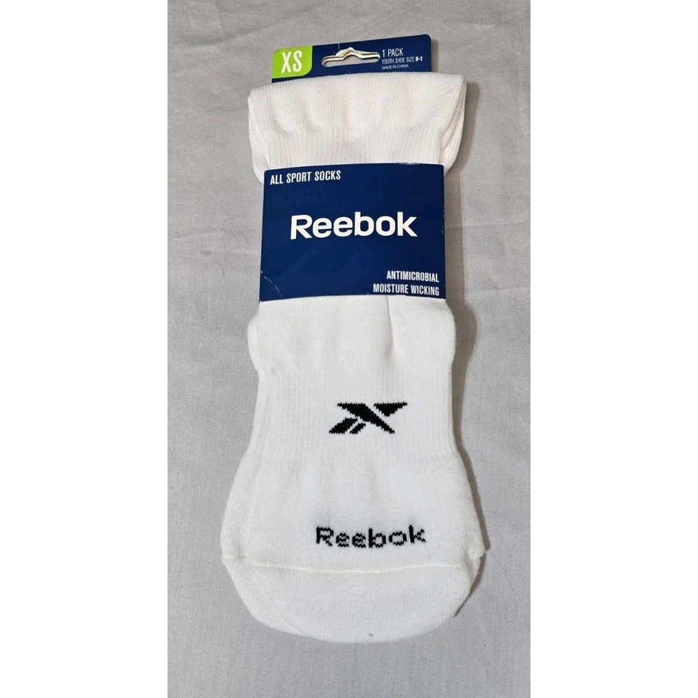Reebok All Sports Socks White Moisture‎ Wicking XS  Youth 9-1 Women